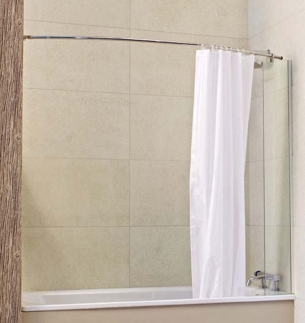 Roman Lumin8 Mini Fixed Bathscreen With Curtain Rail V8cc213s Roman Lumin8 Mini Fixed Bath Screen With Curved Chrome Rail