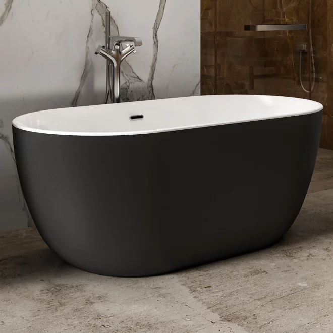 Charlotte Edwards Mayfair 1500 x 780 Matt Black Freestanding Bath