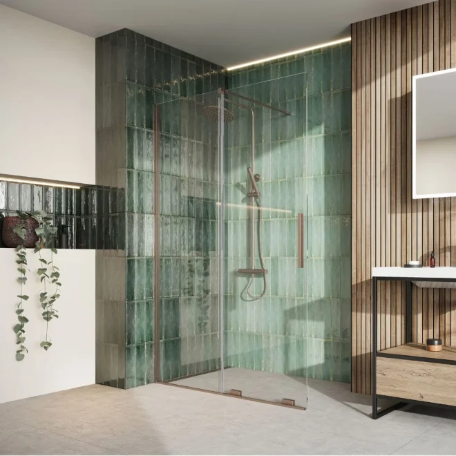 Lancia Momentum Sliding Wetroom Shower Door Brushed Bronze