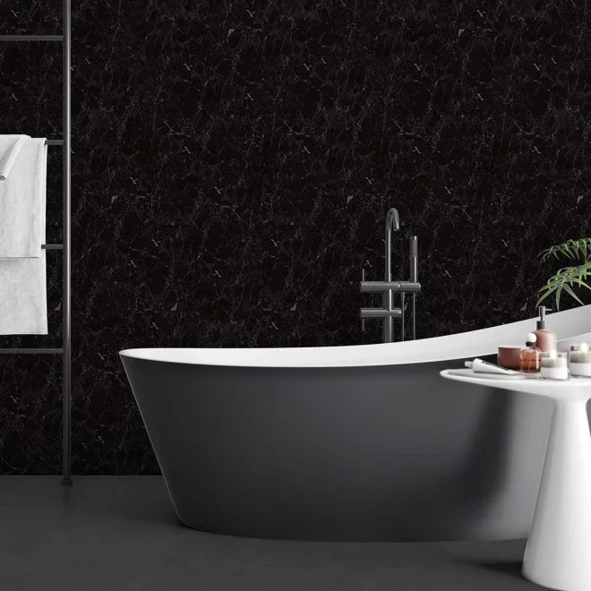 Neptune 250 - Black Marble - PVC Plastic Wall & Ceiling Cladding - 2.6m - 4 Pack