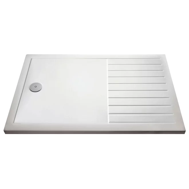 Nuie Pearlstone 1400 x 900mm Walk In Shower Tray With Drying Area