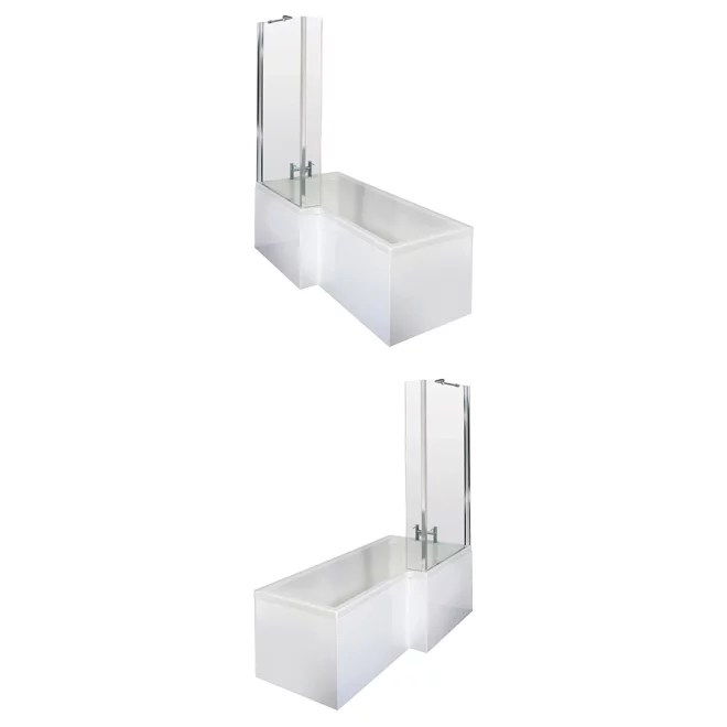 Nuie 1500 x 850mm Square Shower Bath and Screen