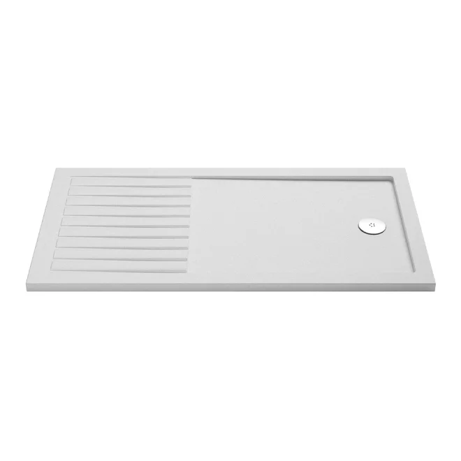 Nuie Pearlstone 1600 x 800mm Anti Slip Walk In Shower Tray With Drying Area