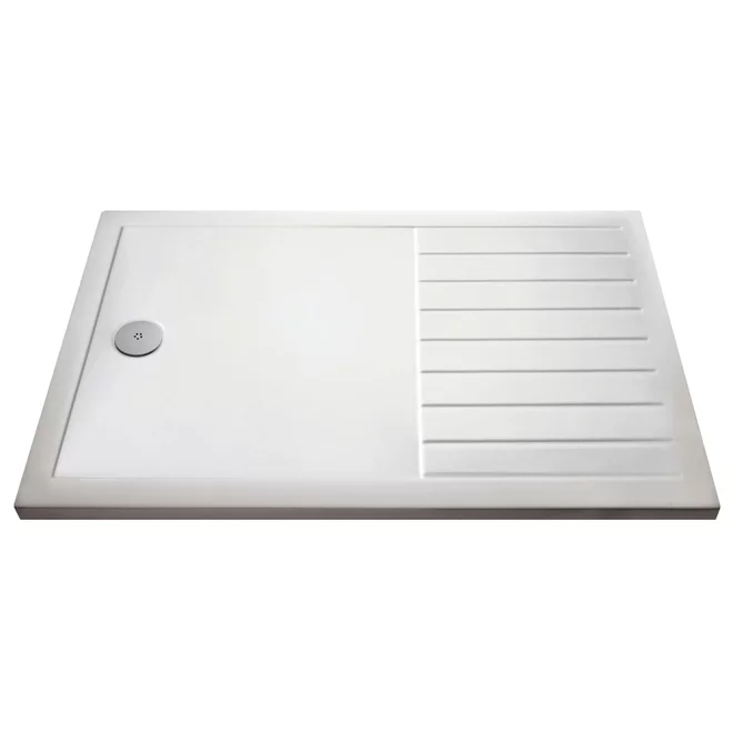 Nuie Pearlstone 1600 x 800mm Walk In Shower Tray With Drying Area