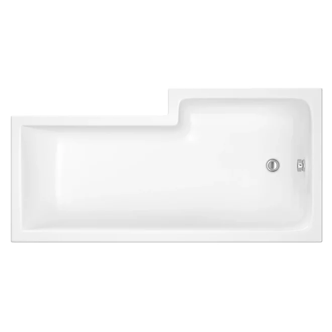 Nuie 1600mm Left Hand Square Shower Bath with Legs