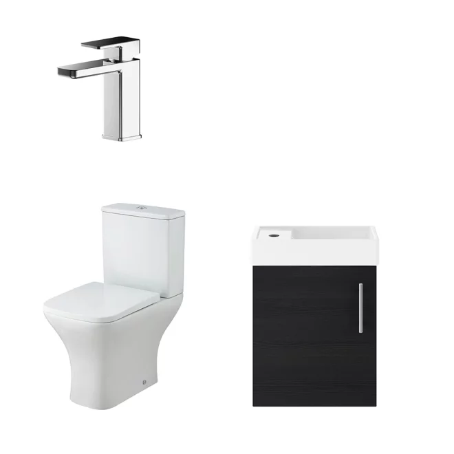 Nuie Vault Charcoal Black Wall Hung Cloakroom Suite 