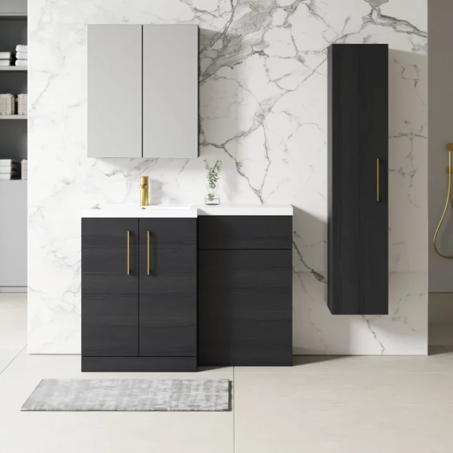 Nuie Arno Charcoal Black Floor Standing Unit and Basin