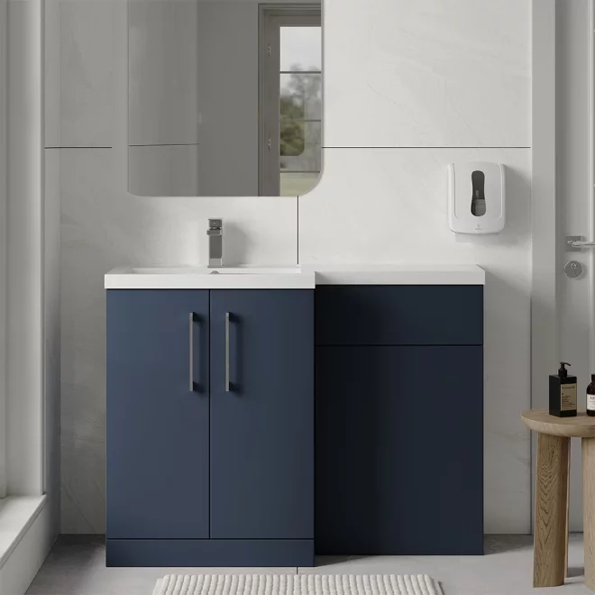 Nuie Arno Floor Standing Midnight Blue Cloakroom Suite