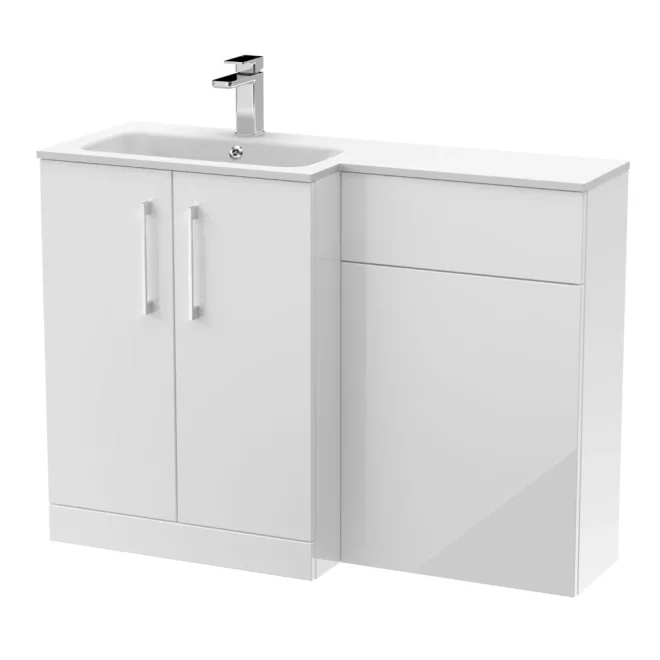 Nuie Arno Gloss White Floor Standing Unit and Stone Basin