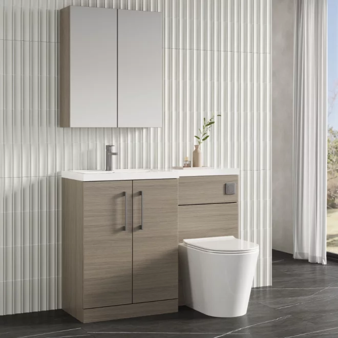 Nuie Arno Solace Oak Floor Standing Unit and Basin
