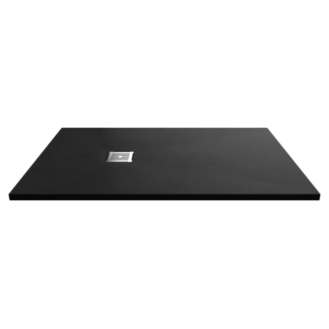 Nuie Pearlstone 1400 x 900mm Black Slate Slimline Rectangular Shower Tray