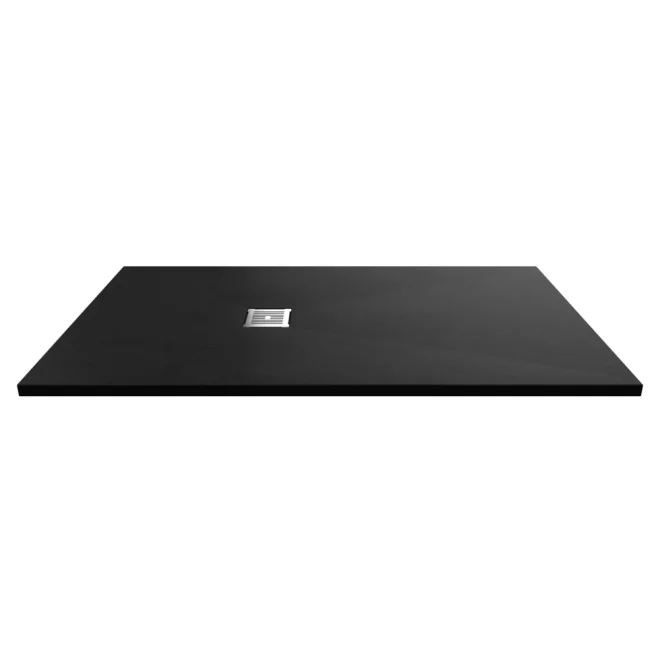 Nuie Pearlstone 1600 x 900mm Black Slate Slimline Rectangular Shower Tray