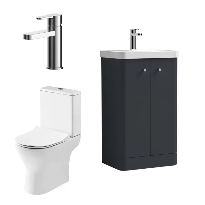 Nuie Deco Floor Standing Black Cloakroom Suite
