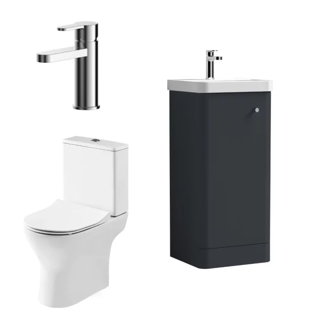 Nuie Core 400mm Floor Standing Soft Black Cloakroom Suite