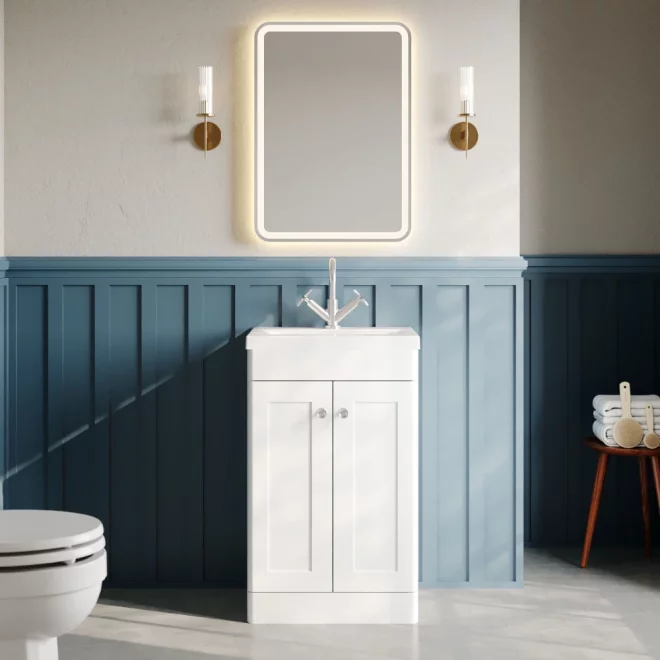 Nuie Classique 500mm Satin White Vanity Unit with Basin
