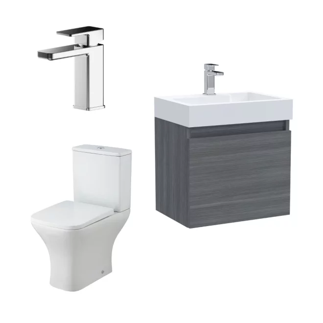 Nuie Deco Anthracite Wall Hung Cloakroom Suite