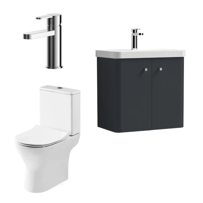 Nuie Deco Black Wall Hung Cloakroom Suite