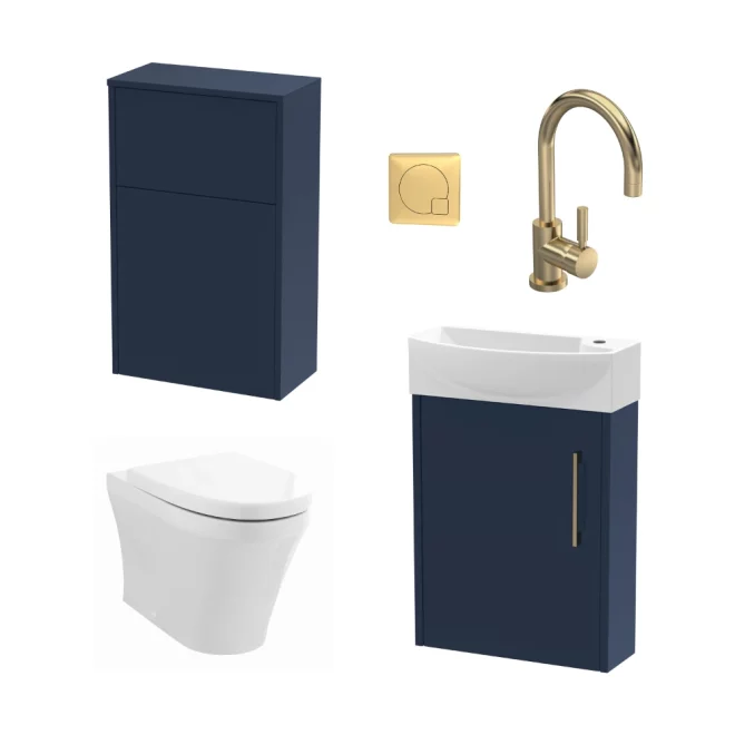 Nuie Deco Blue Wall Hung Cloakroom Suite