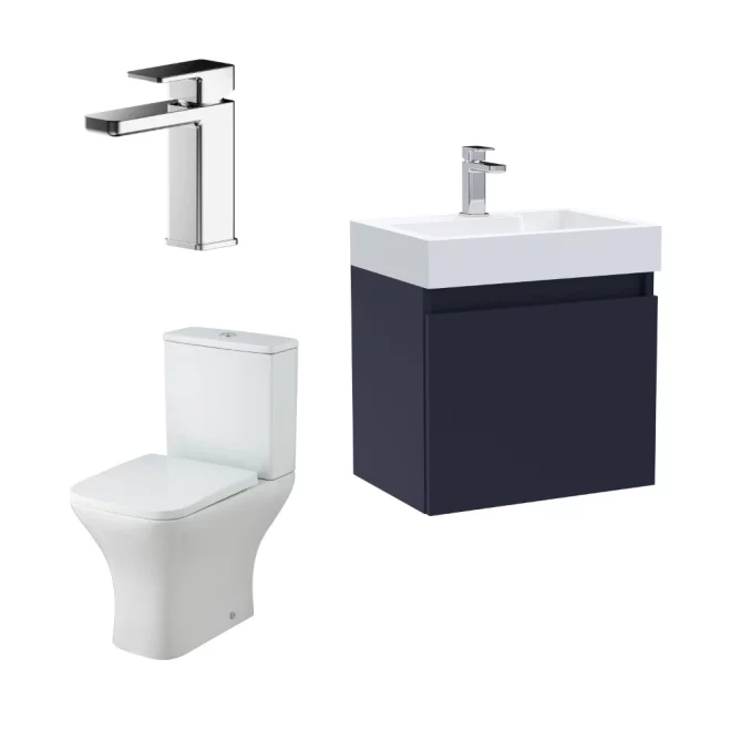 Nuie Deco Blue Wall Hung Cloakroom Suite
