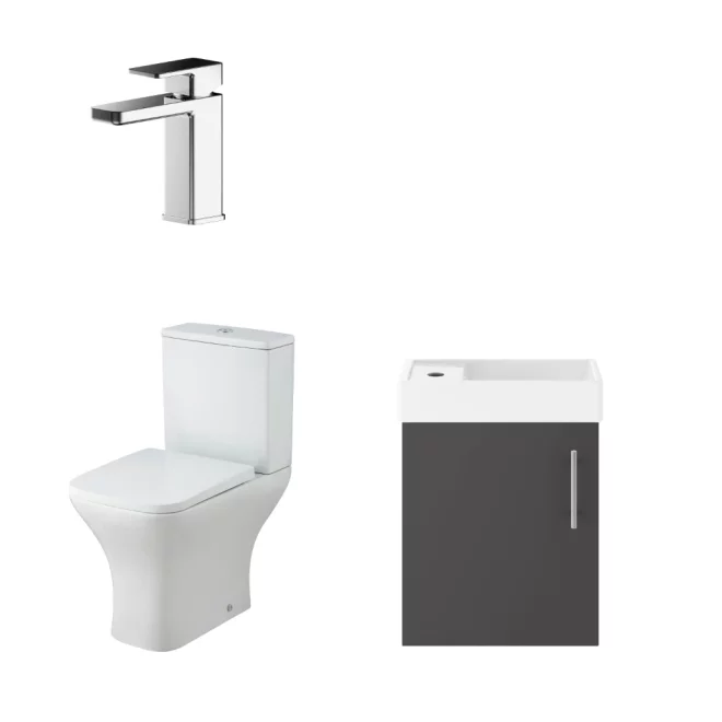 Nuie Deco Charcoal Black Wall Hung Cloakroom Set