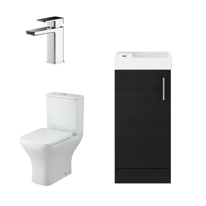 Nuie Deco Floor Standing Charcoal Black Cloakroom Suite