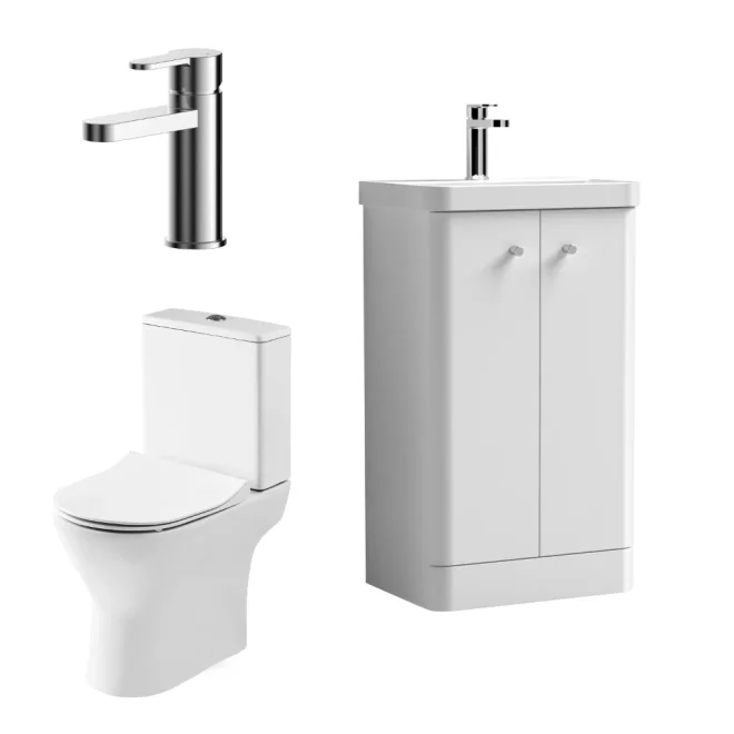 Nuie Deco Floor Standing Gloss White Cloakroom Set