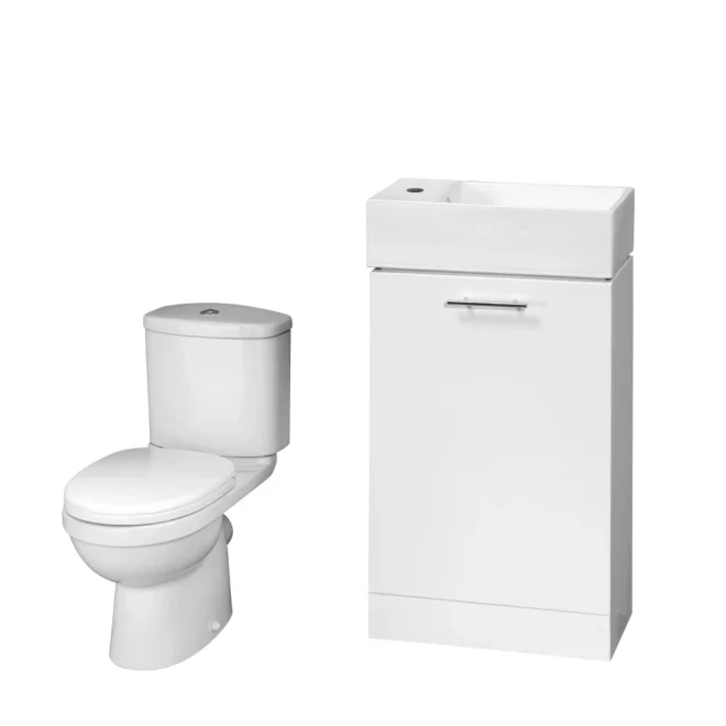 Nuie Deco Floor Standing Gloss White Cloakroom Suite