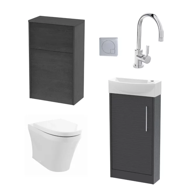 Nuie Deco Floor Standing Graphite Grey Cloakroom Suite