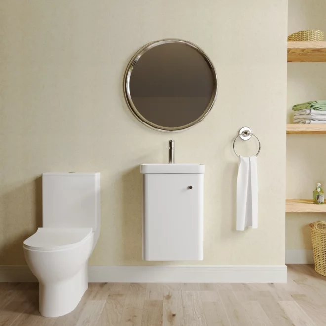 Nuie Deco Gloss White Wall Hung Cloakroom Set