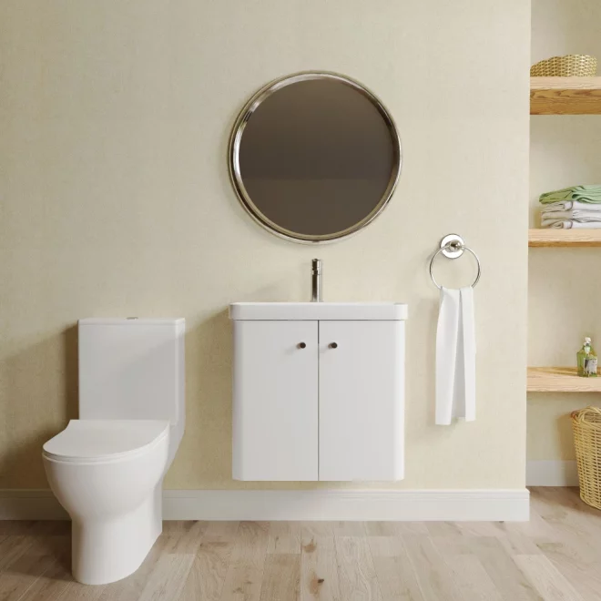 Nuie Deco Gloss White Wall Hung Cloakroom Suite