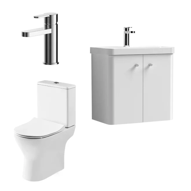 Nuie Deco Gloss White Wall Hung Cloakroom Suite
