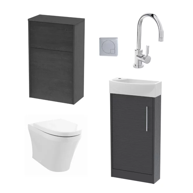 Nuie Deco Graphite Grey Floor Standing Cloakroom Suite