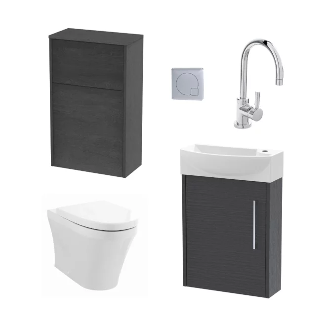 Nuie Deco Coastal Grey Wall Hung Cloakroom Suite