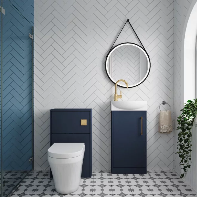 Nuie Deco Blue Floor Standing Cloakroom Suite