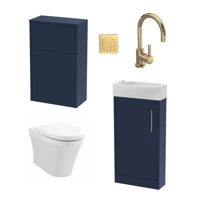 Nuie Deco Blue Floor Standing Cloakroom Suite