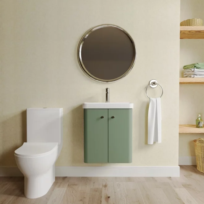 Nuie Deco Satin Green Floor Standing Cloakroom Set