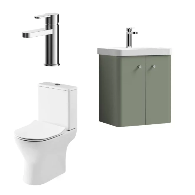 Nuie Deco Satin Green Floor Standing Cloakroom Set