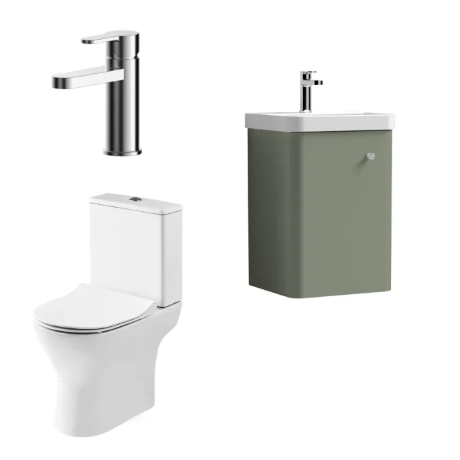 Nuie Deco Satin Green Wall Hung Cloakroom Set