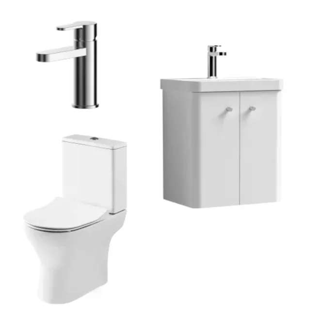 Nuie Deco Wall Hung Gloss White Cloakroom Set