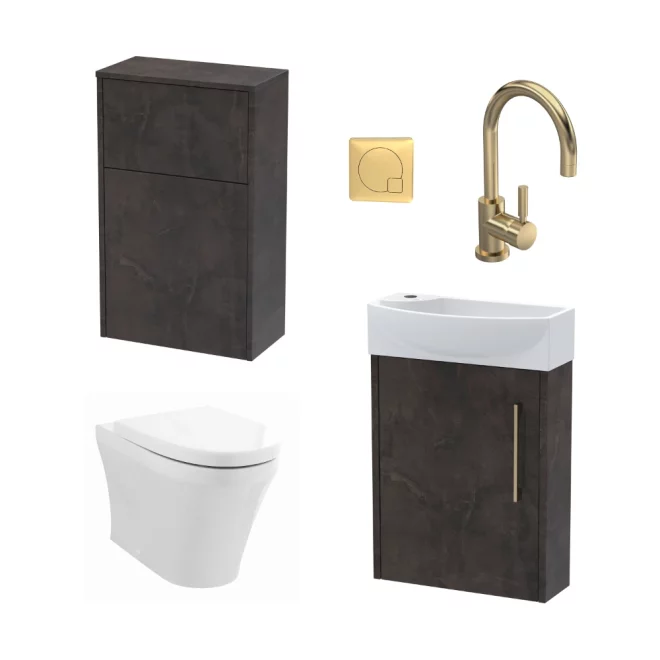 Nuie Deco Wall Hung Graphite Grey Cloakroom Suite