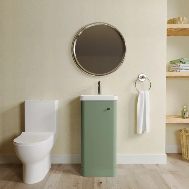 Nuie Deco Floor Standing Satin Green Cloakroom Set