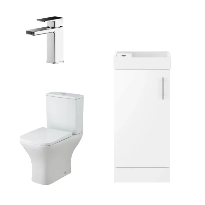 Nuie Vault Floor Standing Gloss White Cloakroom Suite