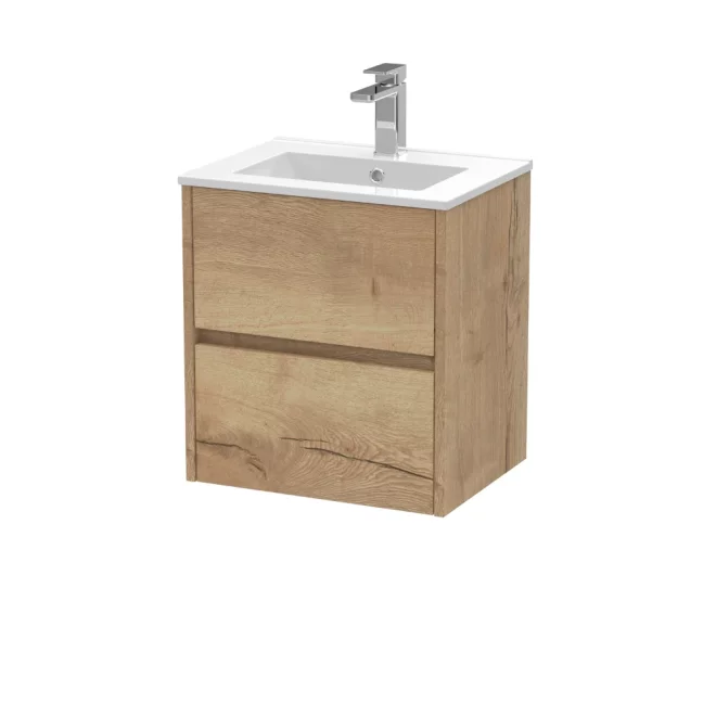 Nuie Havana 500mm Autumn Oak Wall Hung Vanity Unit & Minimalist Basin