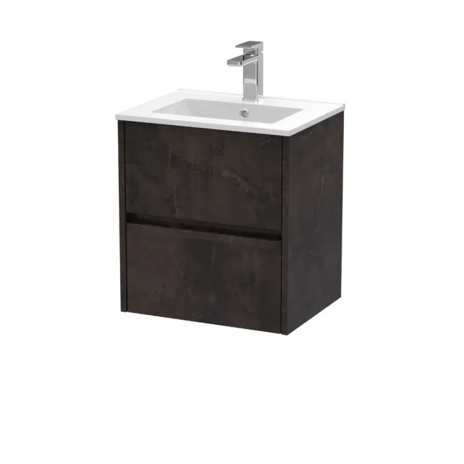 Nuie Havana 500mm Metallic Slate Wall Hung Vanity Unit & Minimalist Basin