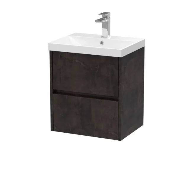 Nuie Havana 500mm Metallic Slate Wall Hung Vanity Unit & Thin Edge Basin