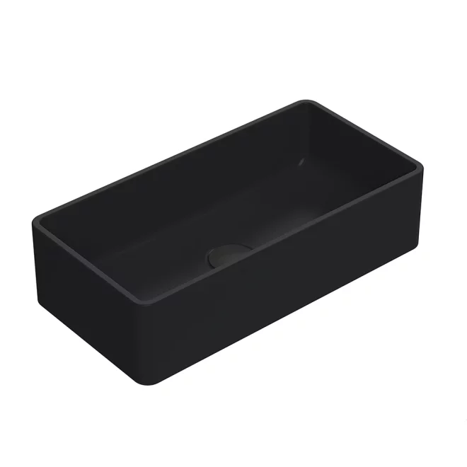 Nuie Luxe 465mm Black Rectangular Countertop Basin