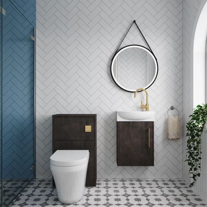 Nuie Deco Wall Hung Metallic Slate Cloakroom Suite
