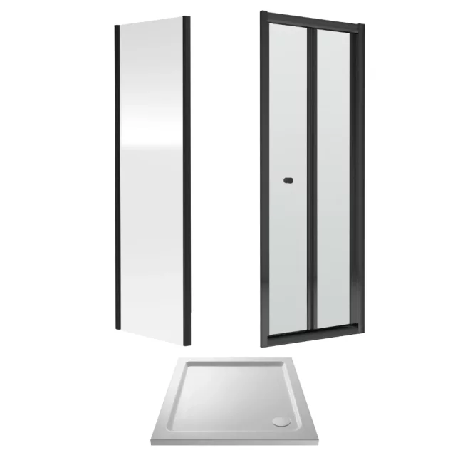 Nuie Rene 700mm Bi Fold Shower Door Enclosure inc Side Panel and Tray