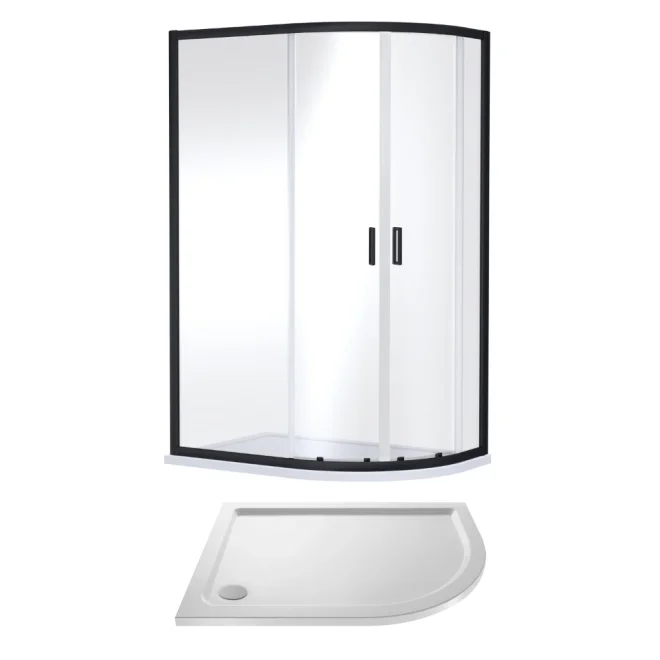 Nuie Rene Black 1200 x 900mm Right Hand Offset Quadrant Enclosure with Tray
