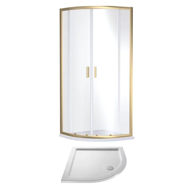 Nuie Rene Brushed Brass 800mm Quadrant Shower Enclosure & Tray